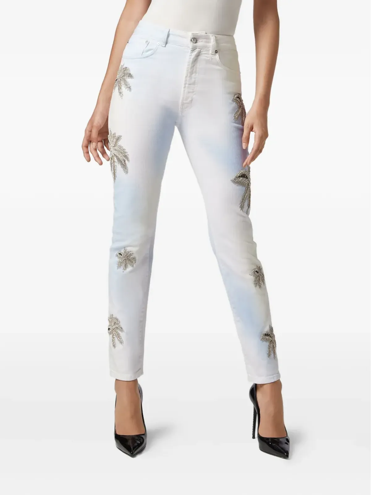 Philipp Plein ラインストーン装飾ジーンズ - White - 画像2