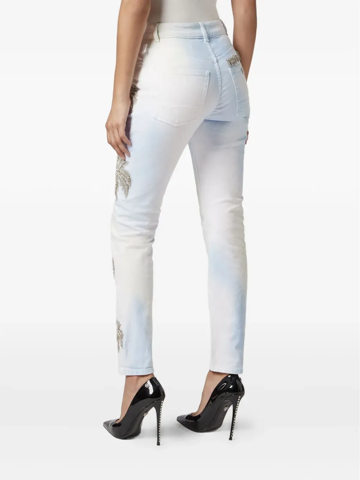 Philipp Plein ラインストーン装飾ジーンズ - White - 画像3