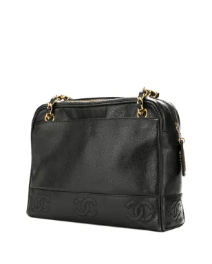 CHANEL Vintage カビアスキン8 CC マーク・ステッチ トートバッグ ブラック - サムネイル3