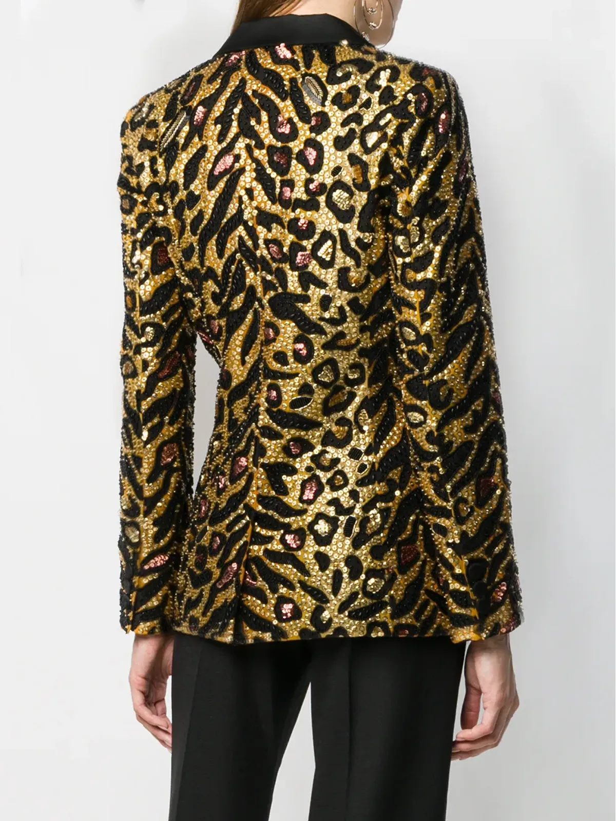 Moschino タイガー・シークイン装飾ブレザー - ゴールド - 画像4
