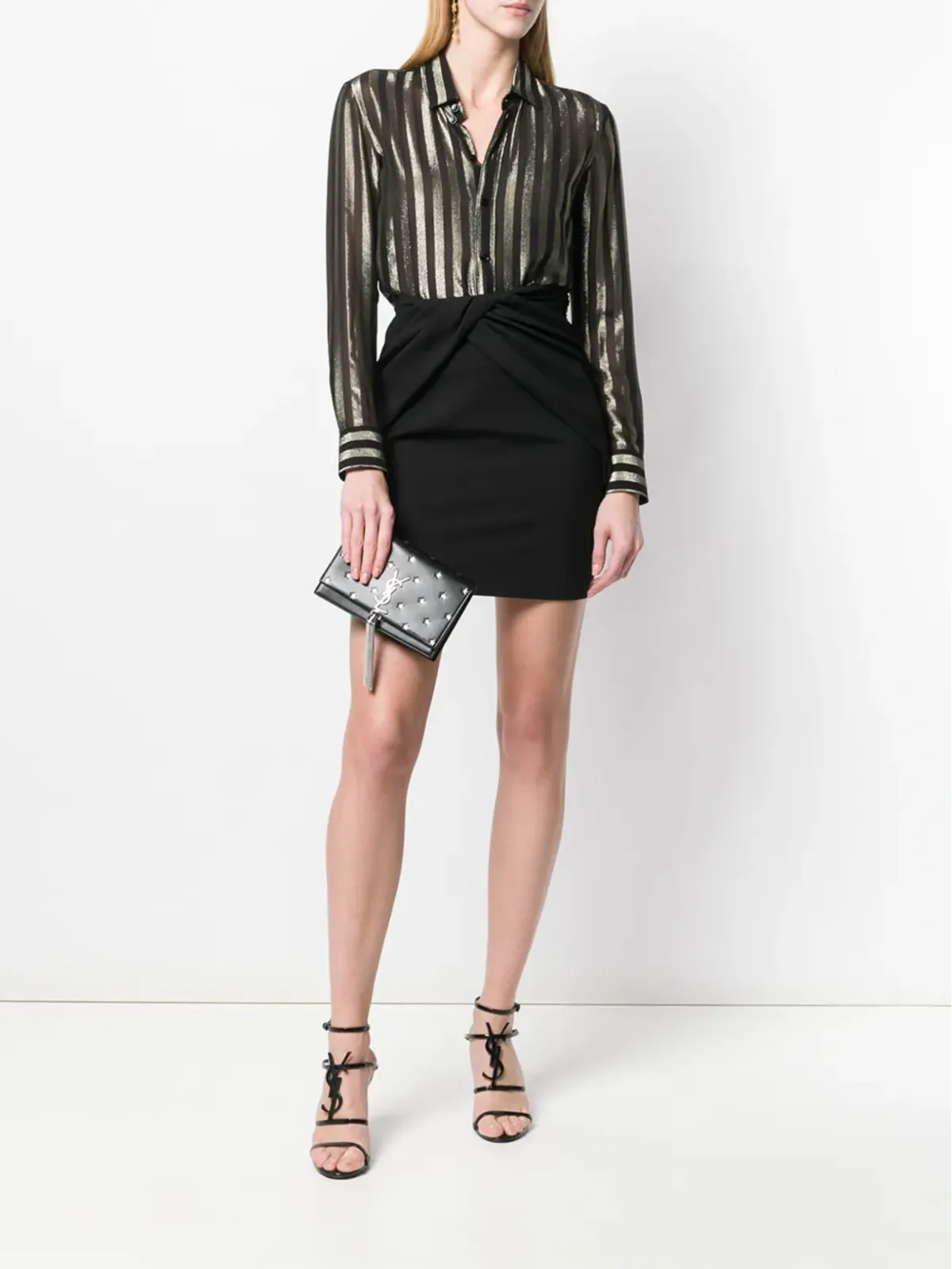 Saint Laurent ドレープスタイルスカート - ブラック - 画像2