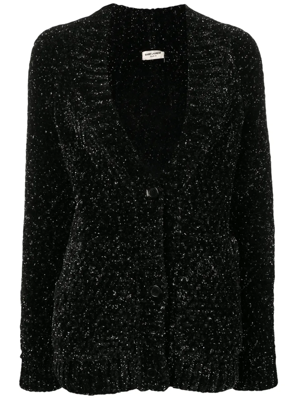 Saint Laurent メタリックVネック カーディガン - 画像1