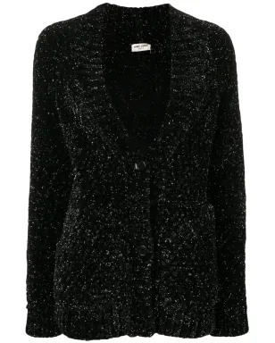Saint Laurent メタリックVネック カーディガン - サムネイル1