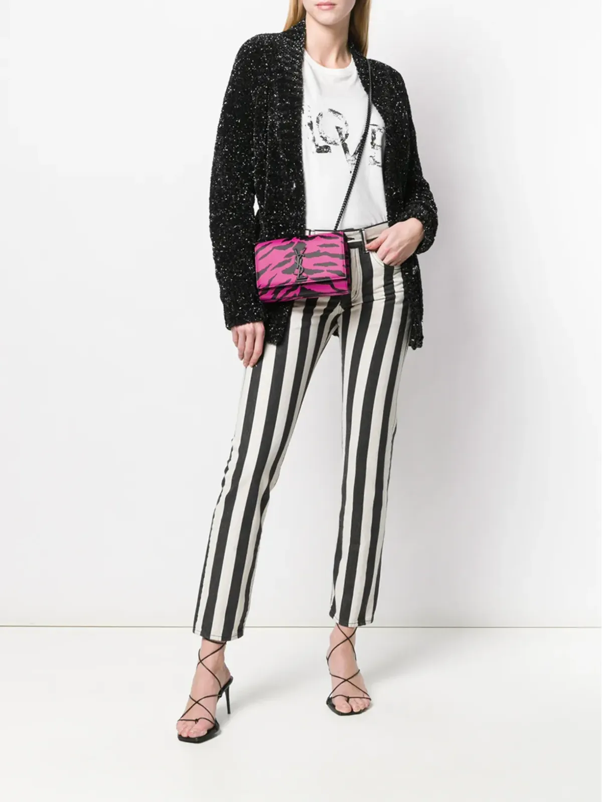 Saint Laurent メタリックVネック カーディガン - 画像2