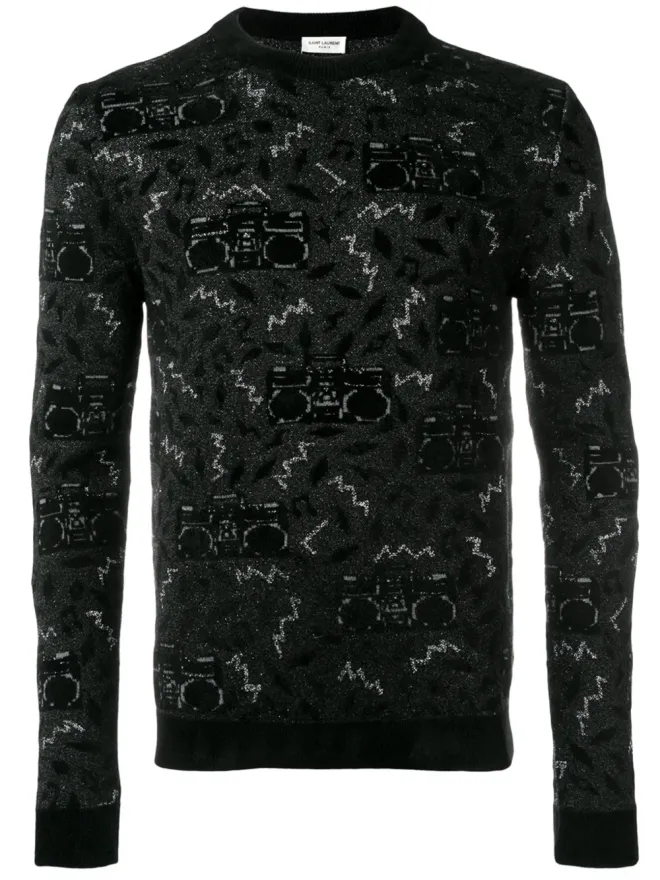 Saint Laurent Saint Laurent ニットジャカード ジャンパー ブラックの商品画像