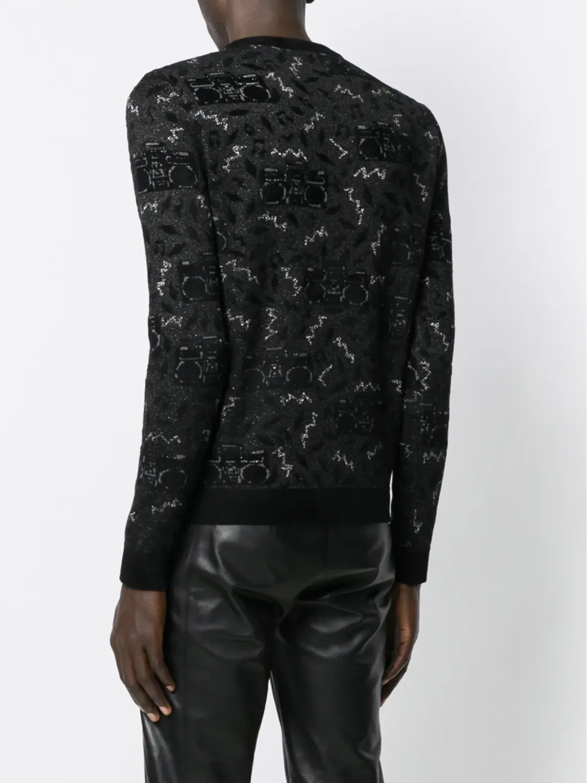 Saint Laurent ニットジャカード ジャンパー ブラック - 画像4