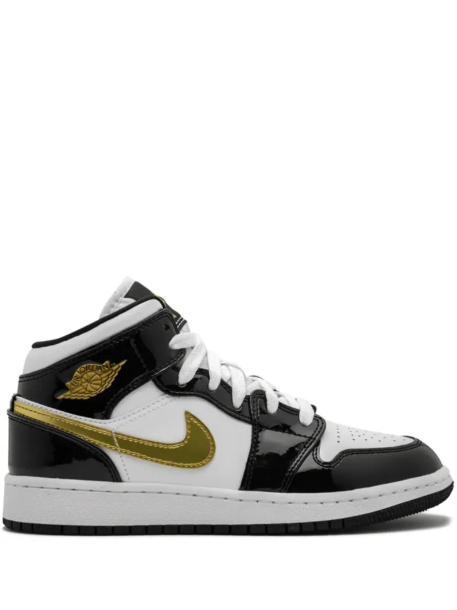Jordan Kids Jordan Kids Air Jordan 1 Mid SE "Black Gold Patent Leather" sneakersの商品画像