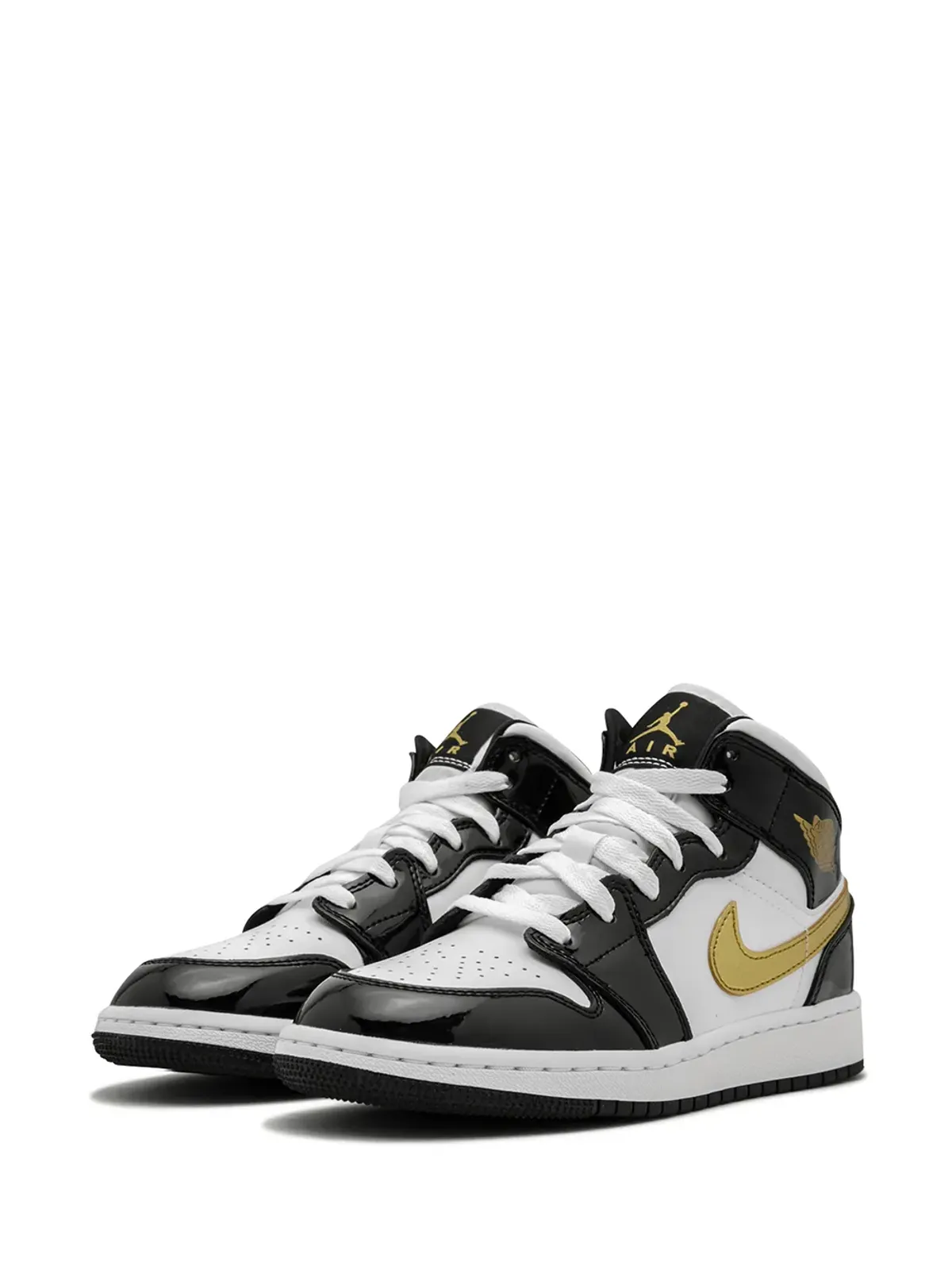 Jordan Kids Air Jordan 1 Mid SE "Black Gold Patent Leather" sneakers - 画像2