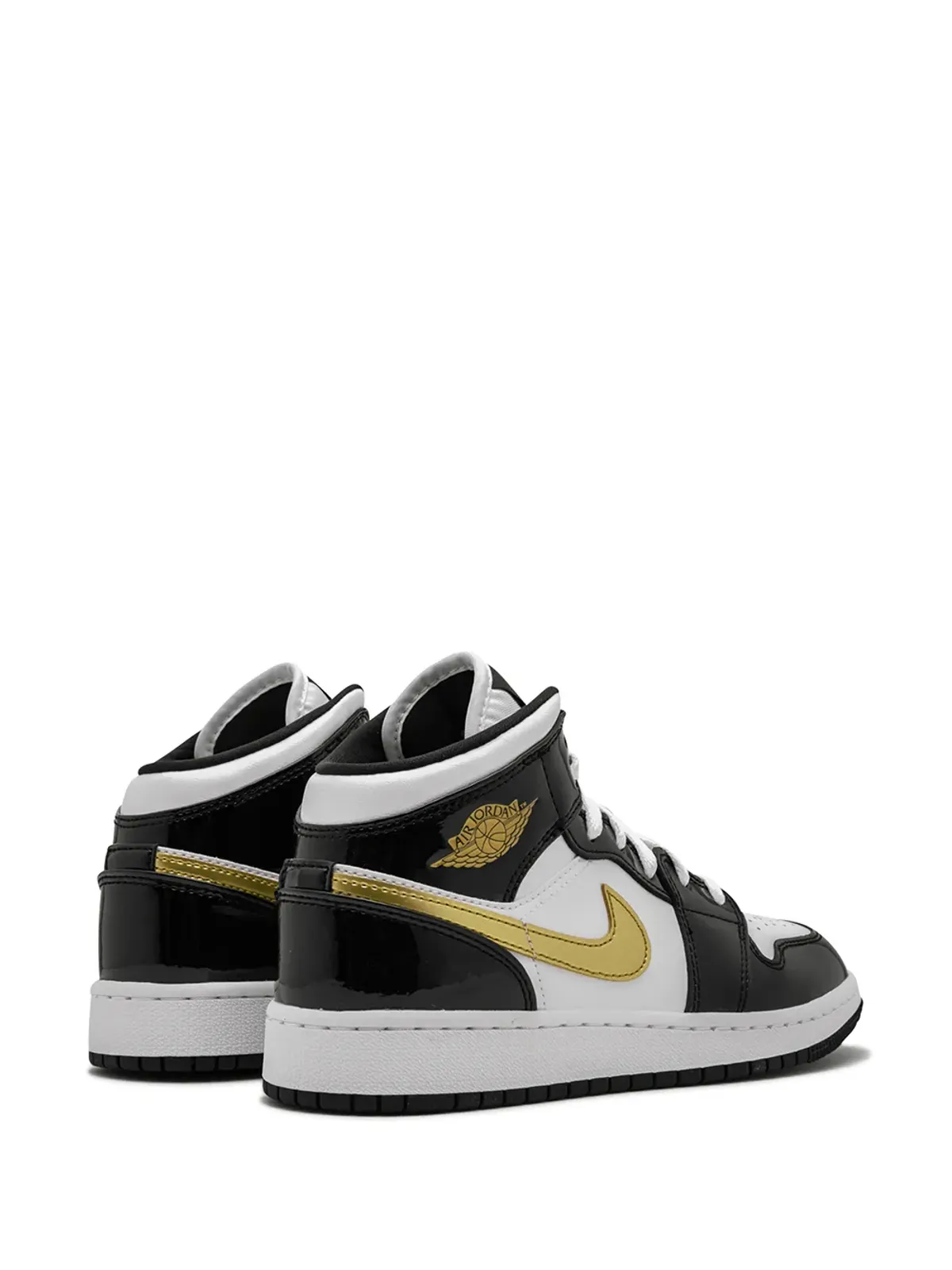 Jordan Kids Air Jordan 1 Mid SE "Black Gold Patent Leather" sneakers - 画像3