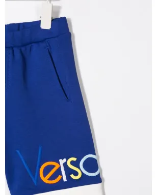 Versace Kids ロゴ トラックショーツ ブルー - サムネイル3