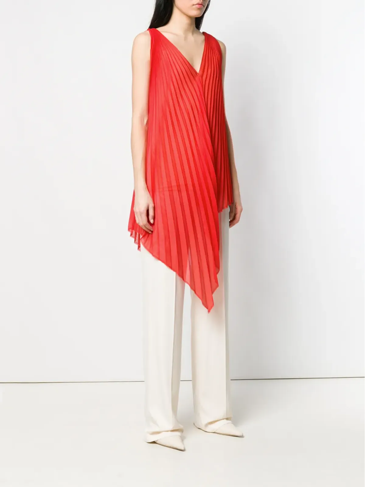 Poiret アシンメトリックプリーツトップ - 画像3