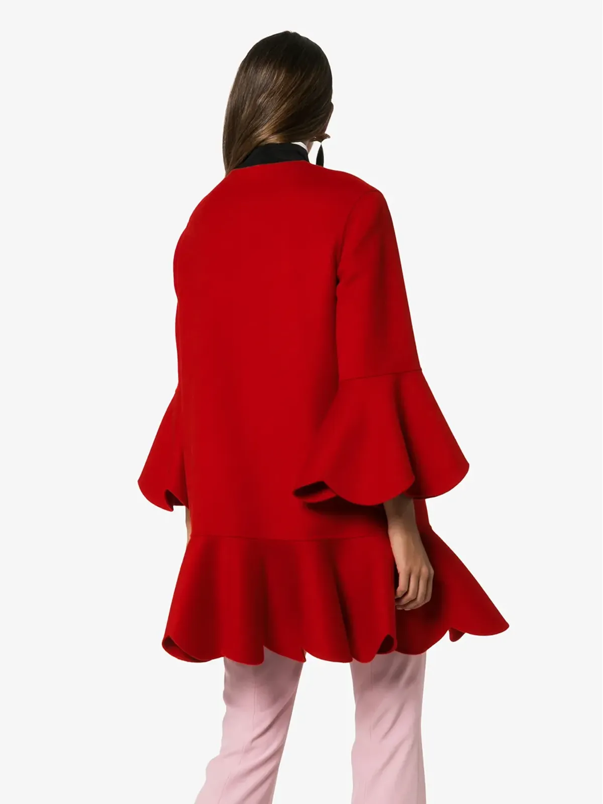 Valentino Garavani 襟なしフリルコート - 画像4