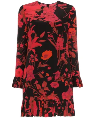 Valentino Garavani 花柄プリント ロングスリーブ ミニドレス - ブラック - サムネイル1