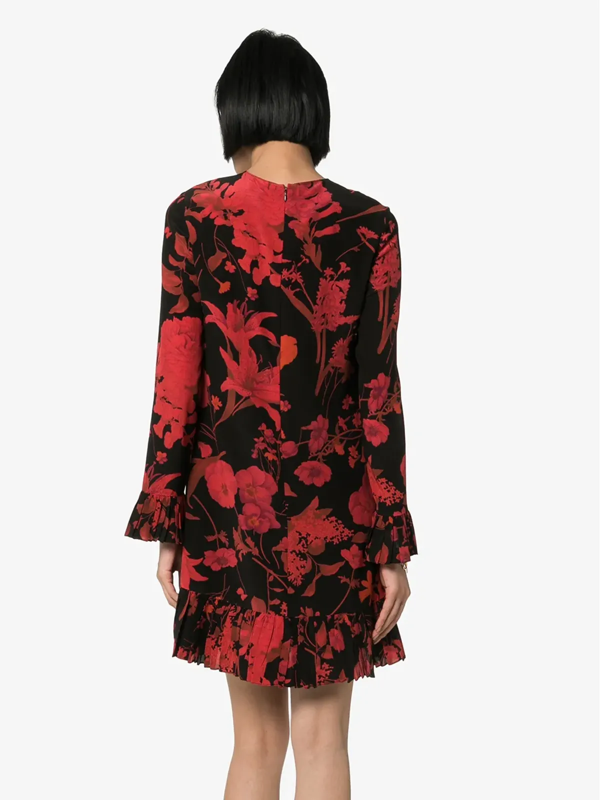 Valentino Garavani 花柄プリント ロングスリーブ ミニドレス - ブラック - 画像4
