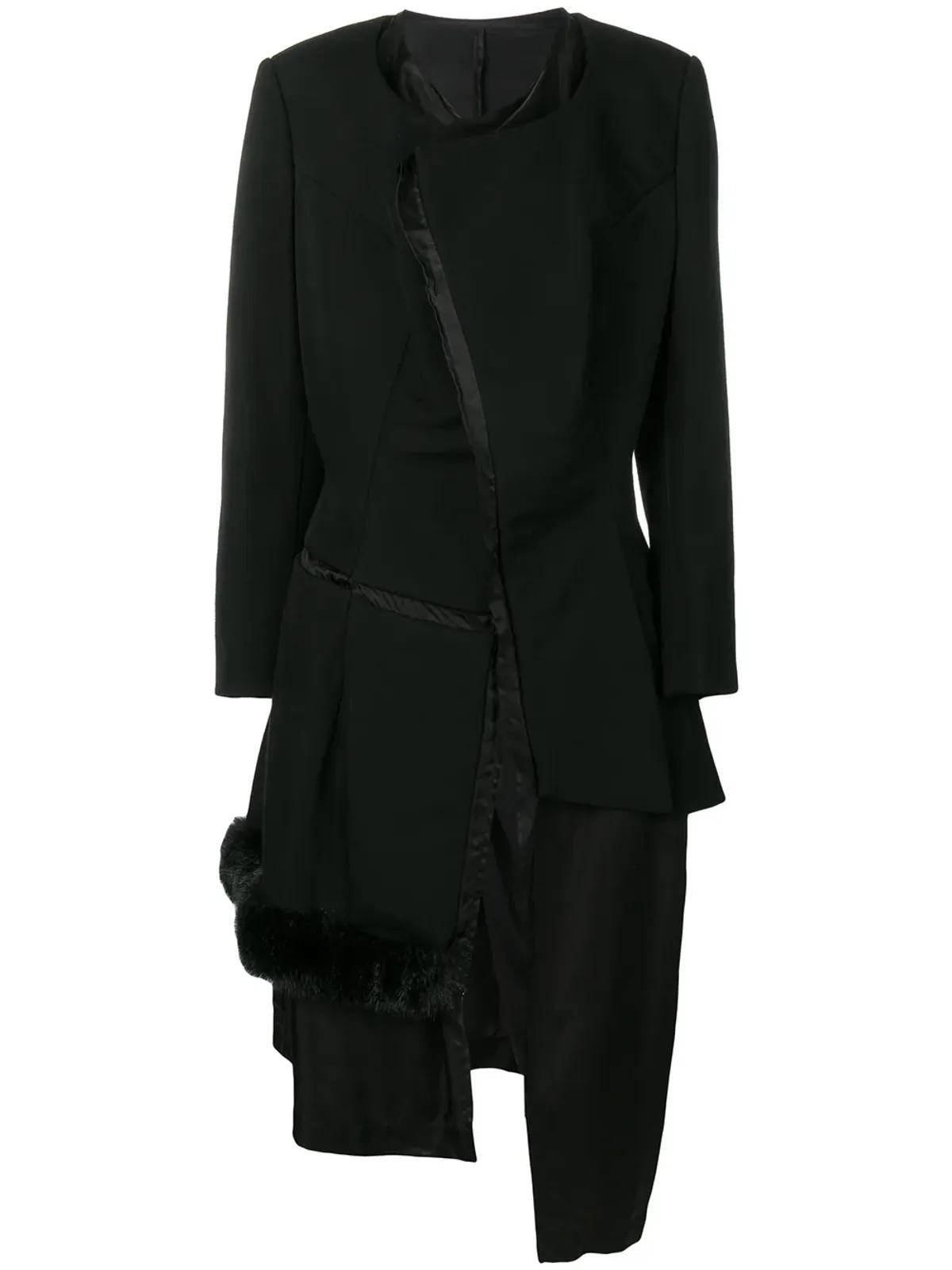 Comme Des Garçons Pre-Owned 1997年製 フェイクファー・トリムのデコンストラクテッドコート - ブラック - 画像1
