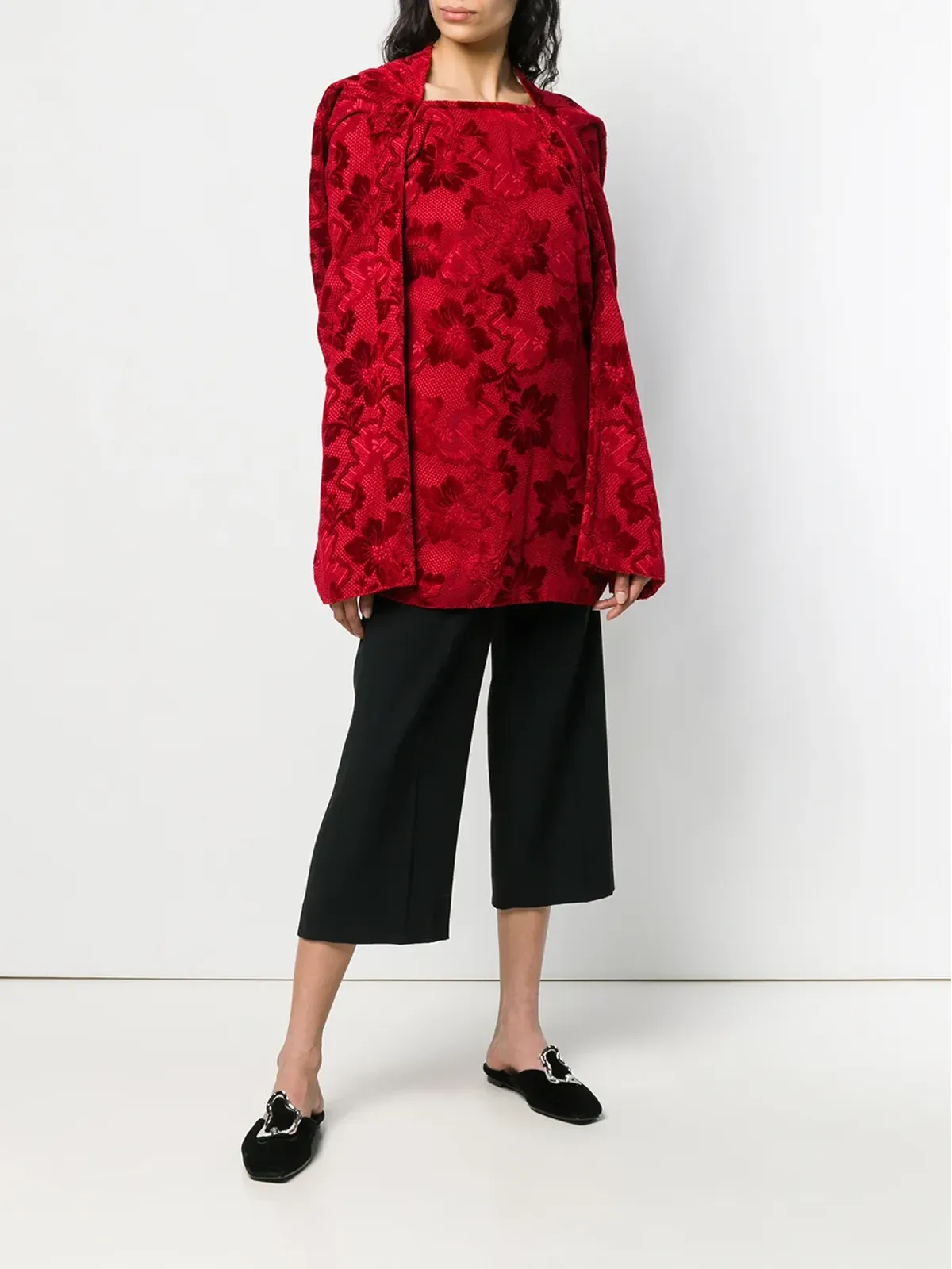 Comme Des Garçons Pre-Owned 1996 jacquard blouse - Red - 画像2