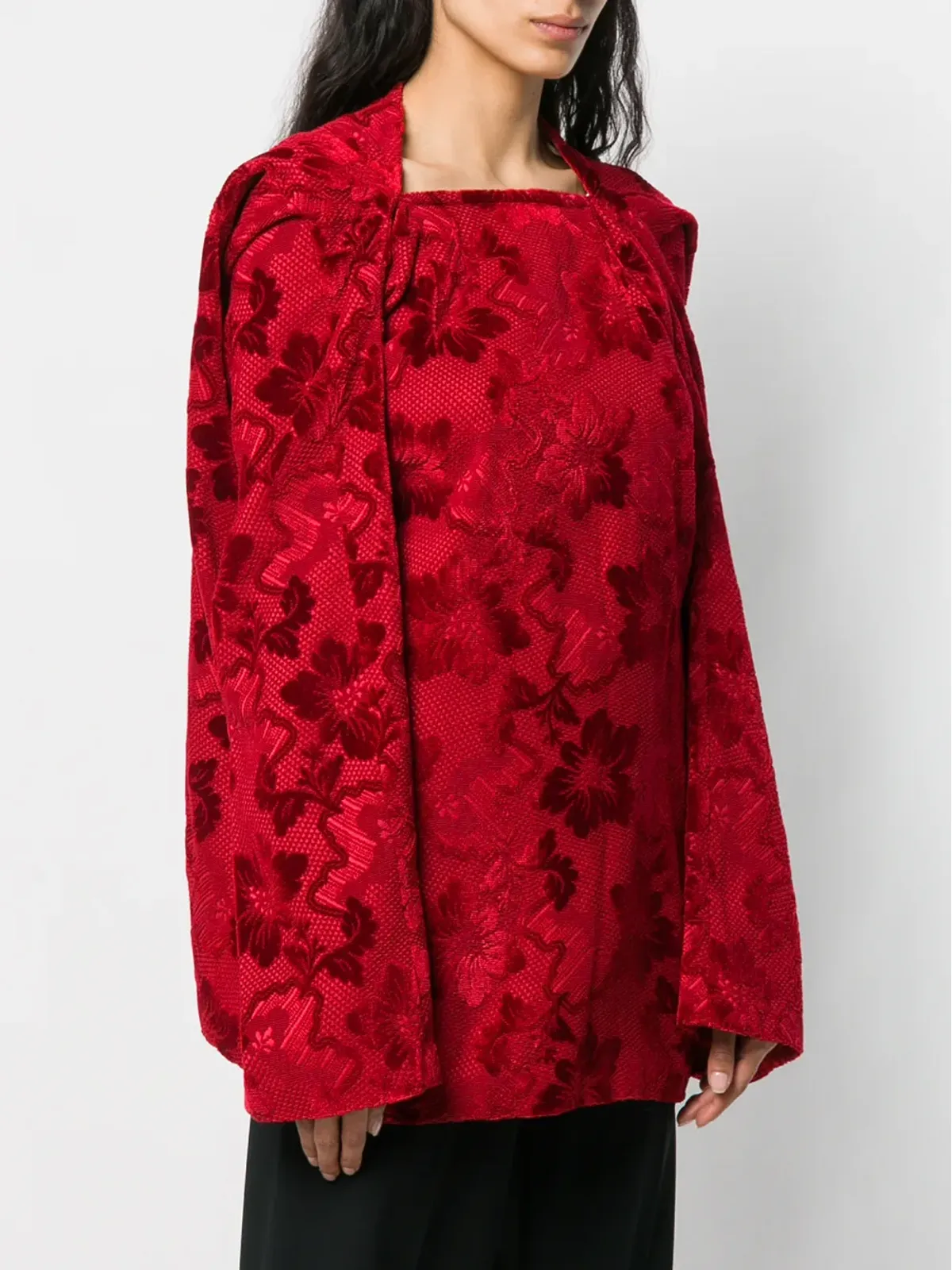 Comme Des Garçons Pre-Owned 1996 jacquard blouse - Red - 画像3