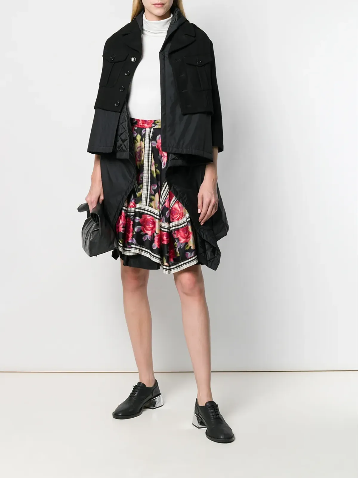 Comme Des Garçons Pre-Owned 1989 レイヤードフローラルスカート ブラック - 画像2
