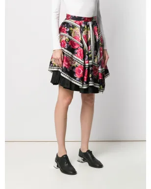 Comme Des Garçons Pre-Owned 1989 レイヤードフローラルスカート ブラック - サムネイル3