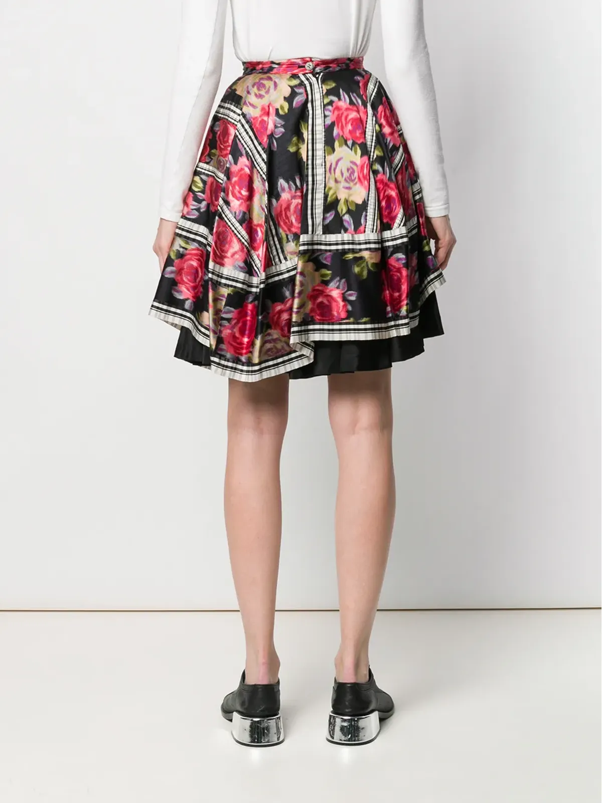 Comme Des Garçons Pre-Owned 1989 レイヤードフローラルスカート ブラック - 画像4