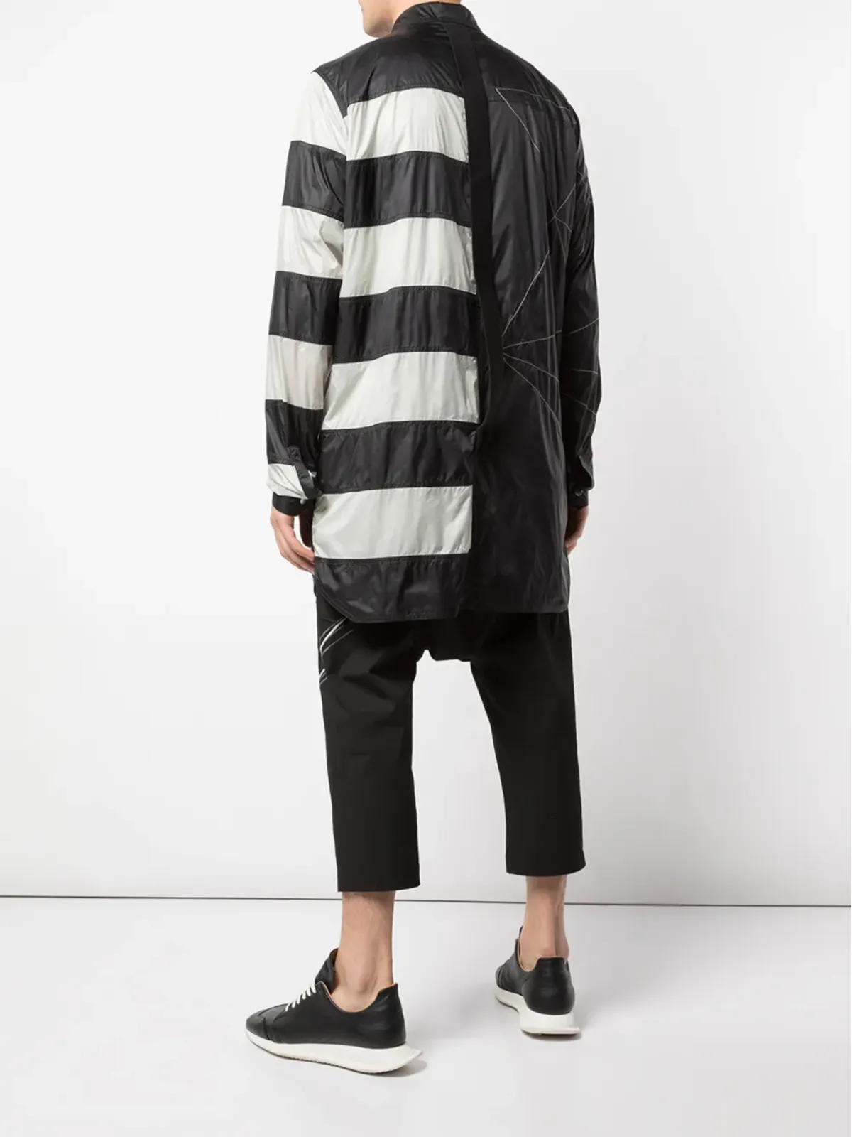 Rick Owens ハンバグストライプシャツジャケット（ブラック） - 画像4