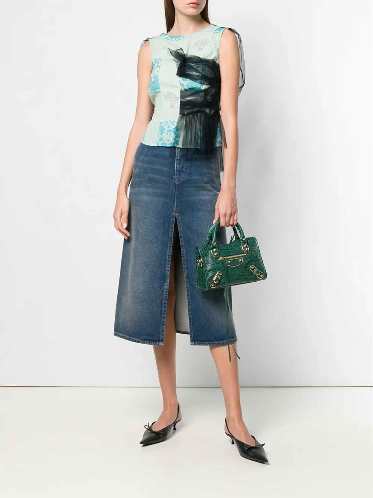 Balenciaga front slit skirt - Blue - 画像2