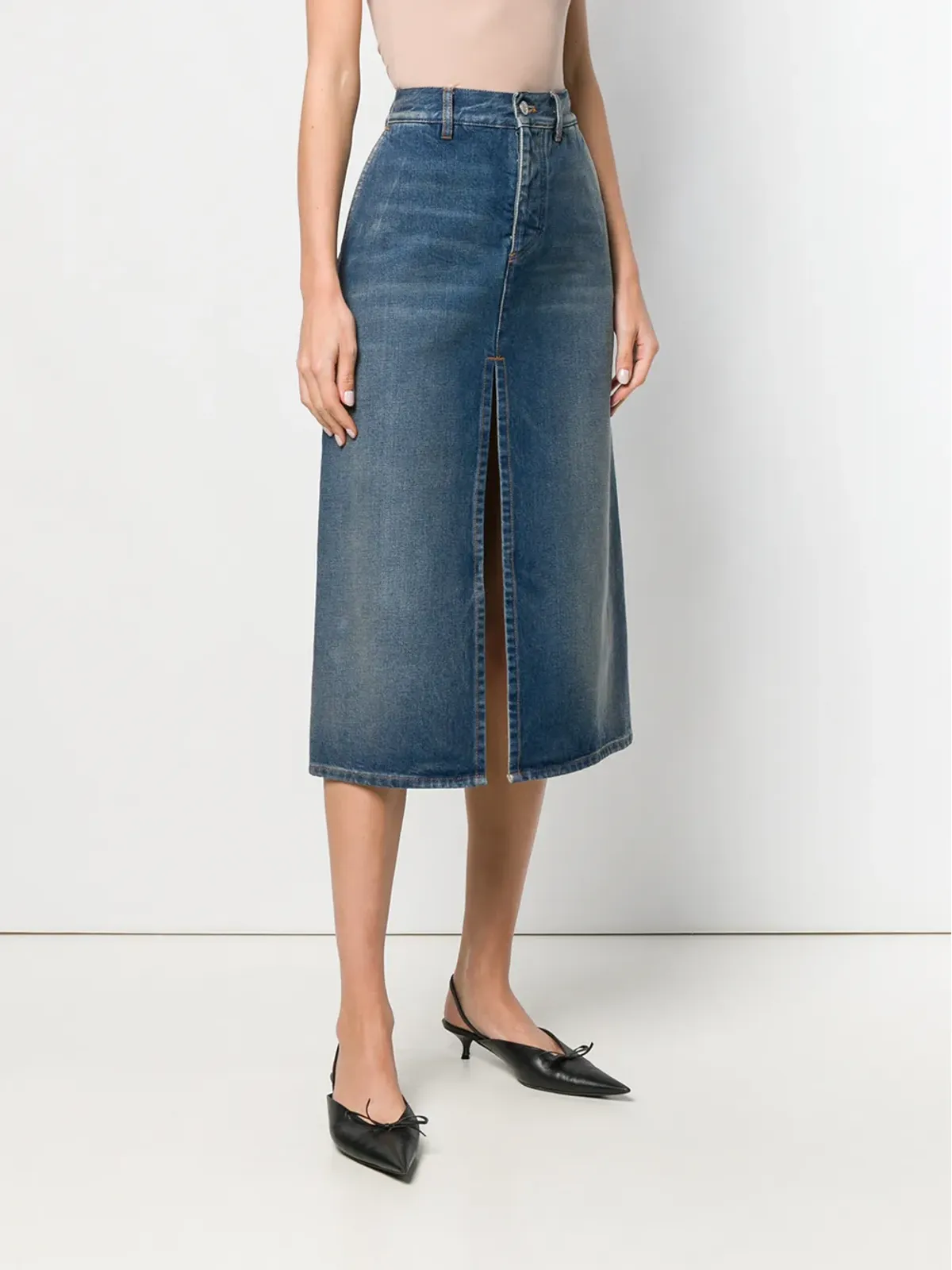 Balenciaga front slit skirt - Blue - 画像3