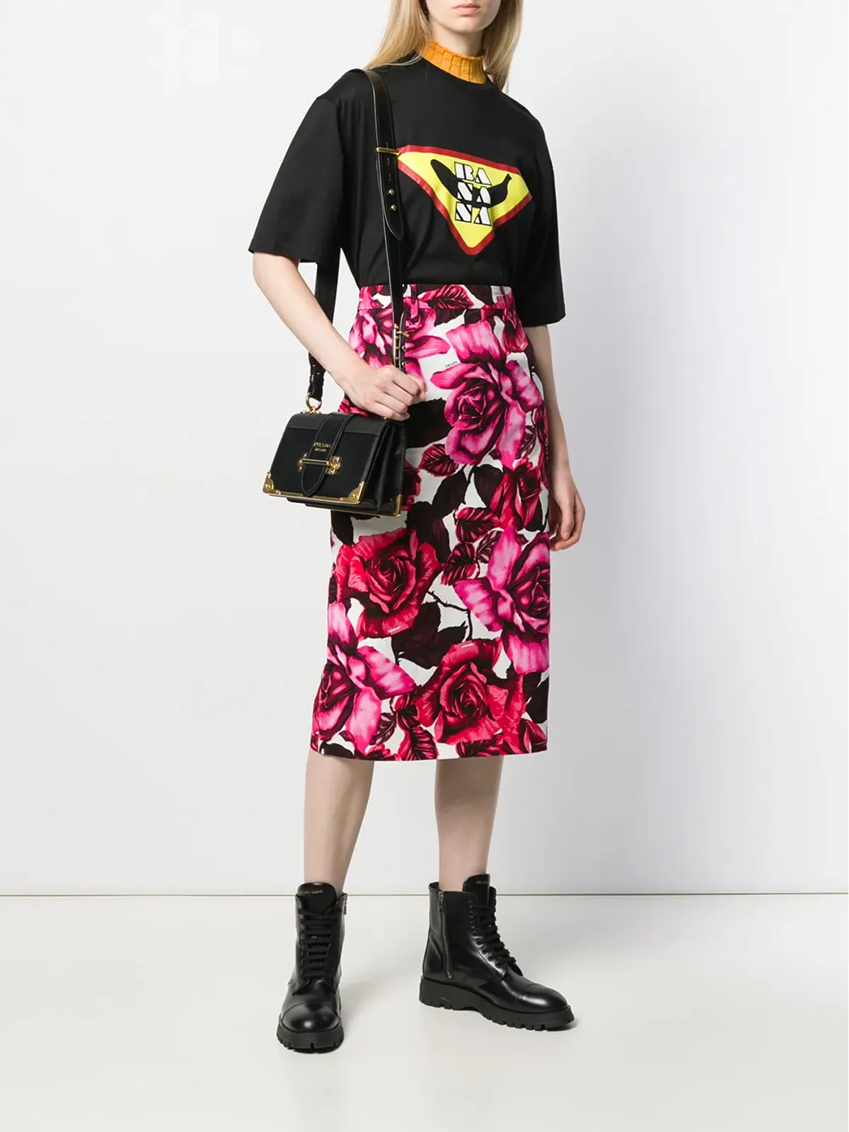Prada ローズプリント ペンシルスカート - ピンク - 画像2