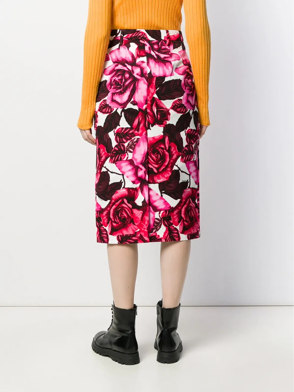 Prada ローズプリント ペンシルスカート - ピンク - 画像4
