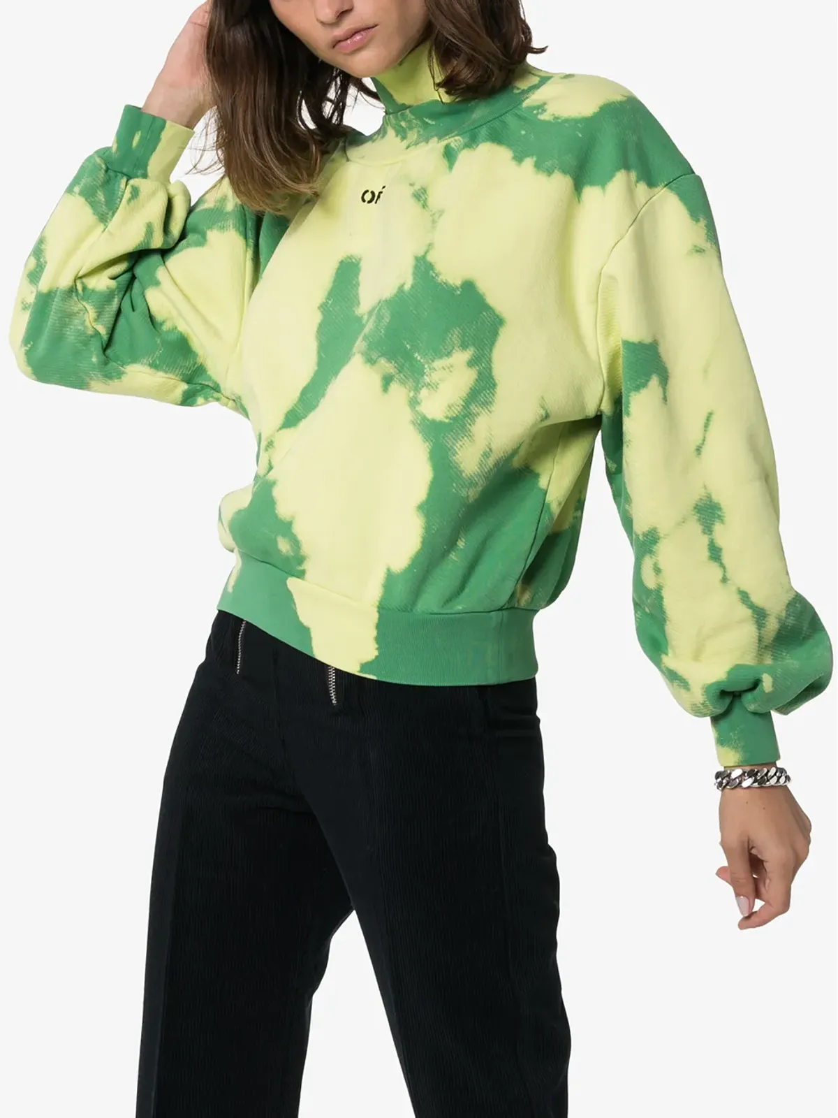 Off-White ハイネック雲柄プリントスウェットシャツ - グリーン - 画像3