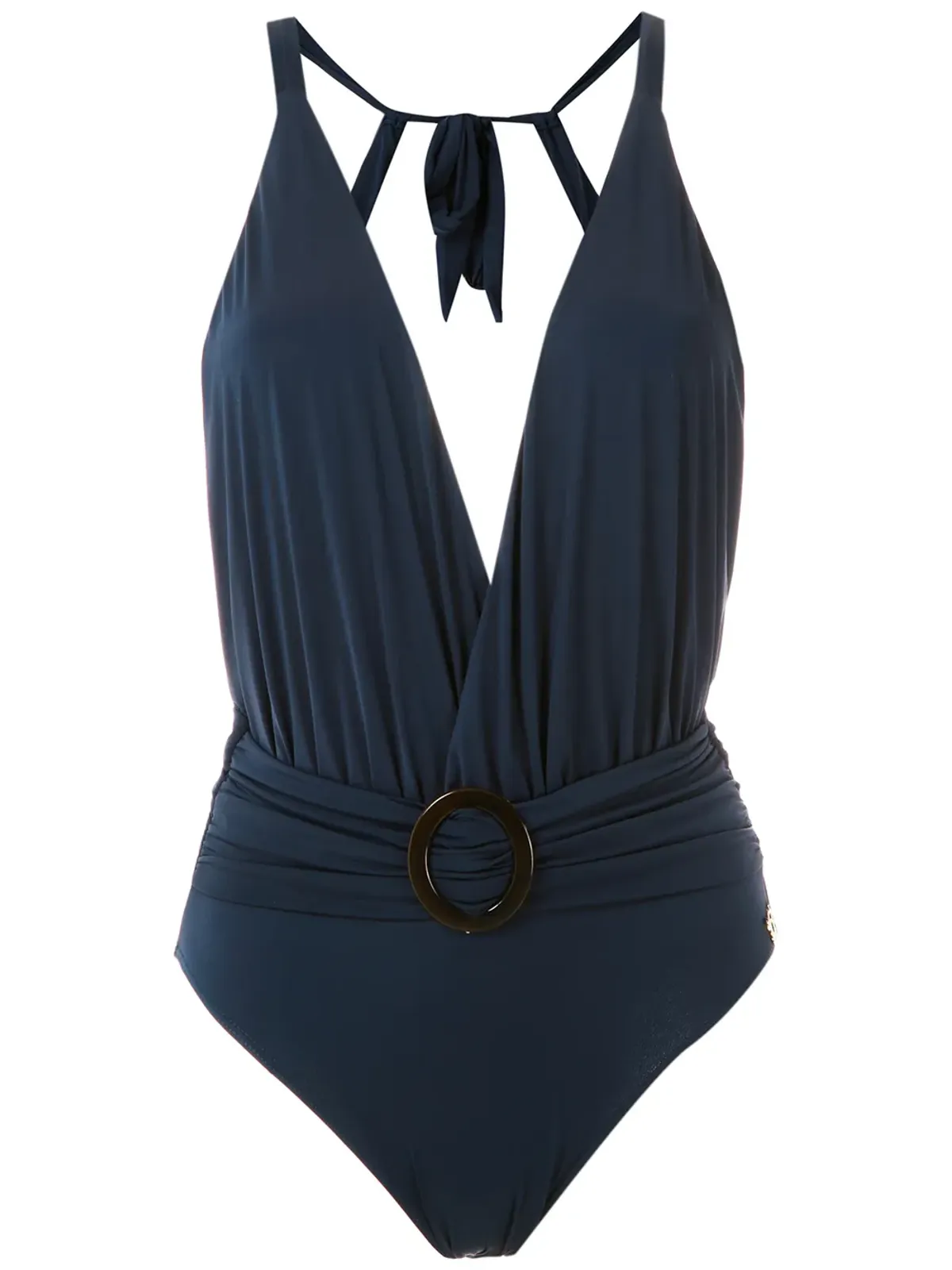 Brigitte バックルディテール付きネイビーワンピース水着 - 画像1