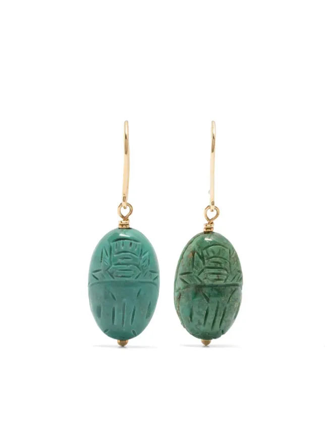 Aurelie Bidermann Aurelie Bidermann 18kt yellow gold Scarabs turquoise earringsの商品画像