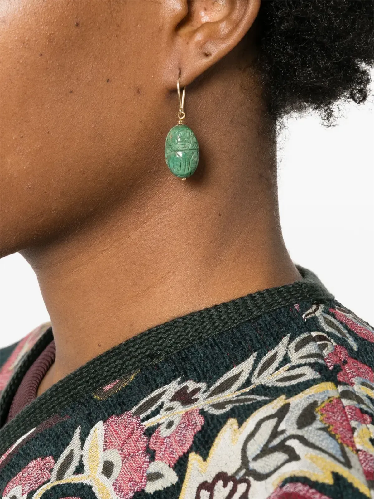Aurelie Bidermann 18kt yellow gold Scarabs turquoise earrings - 画像2