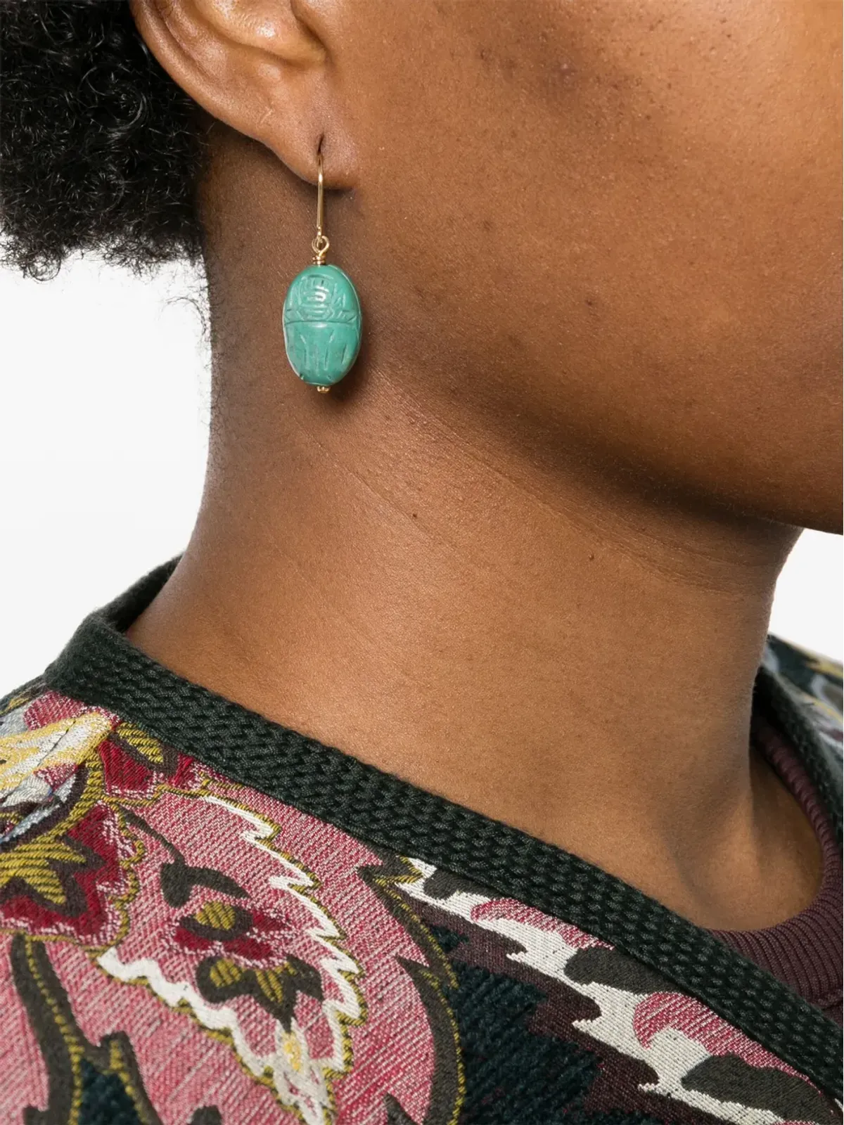 Aurelie Bidermann 18kt yellow gold Scarabs turquoise earrings - 画像3