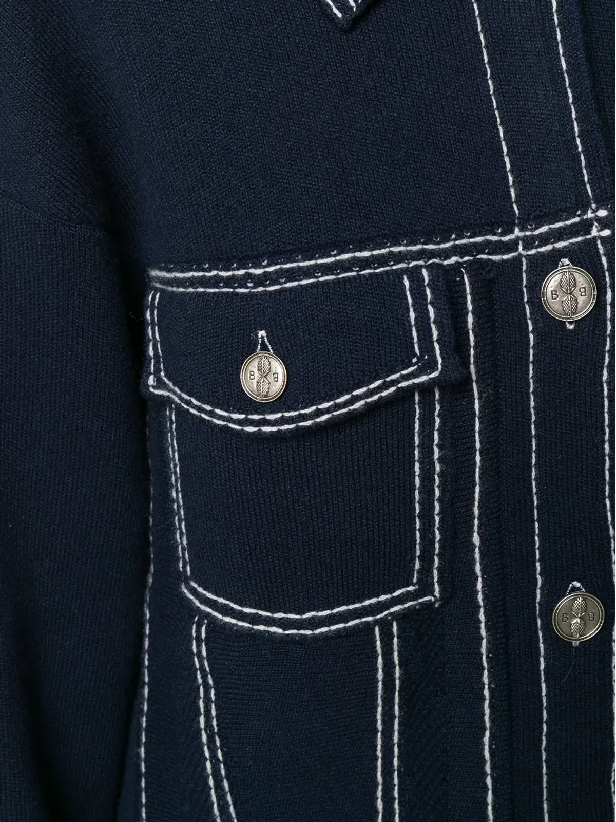 Barrie コントラストステッチ入りデニム風ジャケット - 画像5