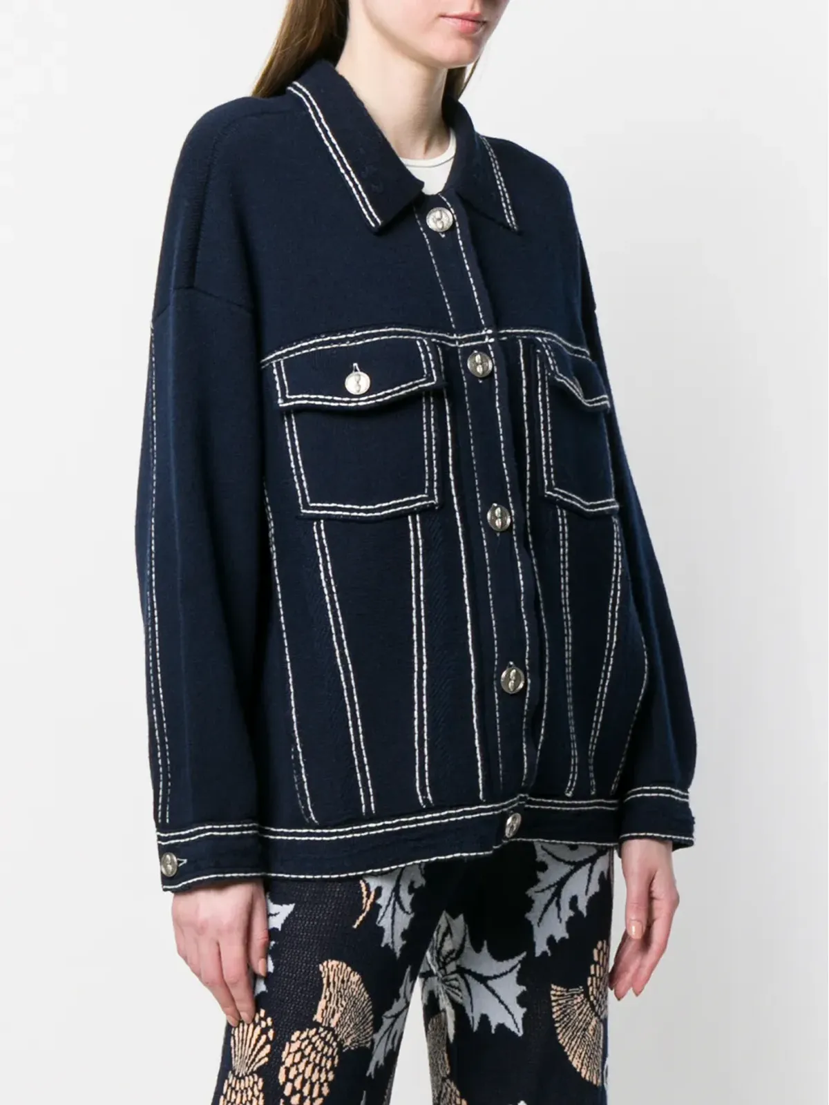 Barrie コントラストステッチ入りデニム風ジャケット - 画像3