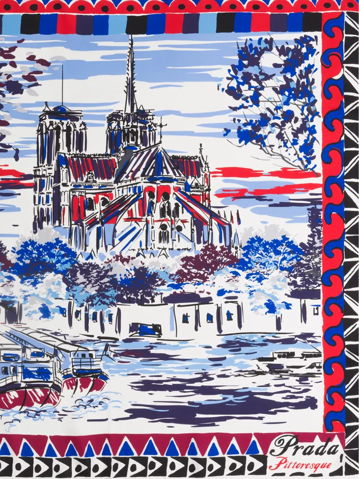 Prada Pittoresque Paris プリントスカーフ - 画像2