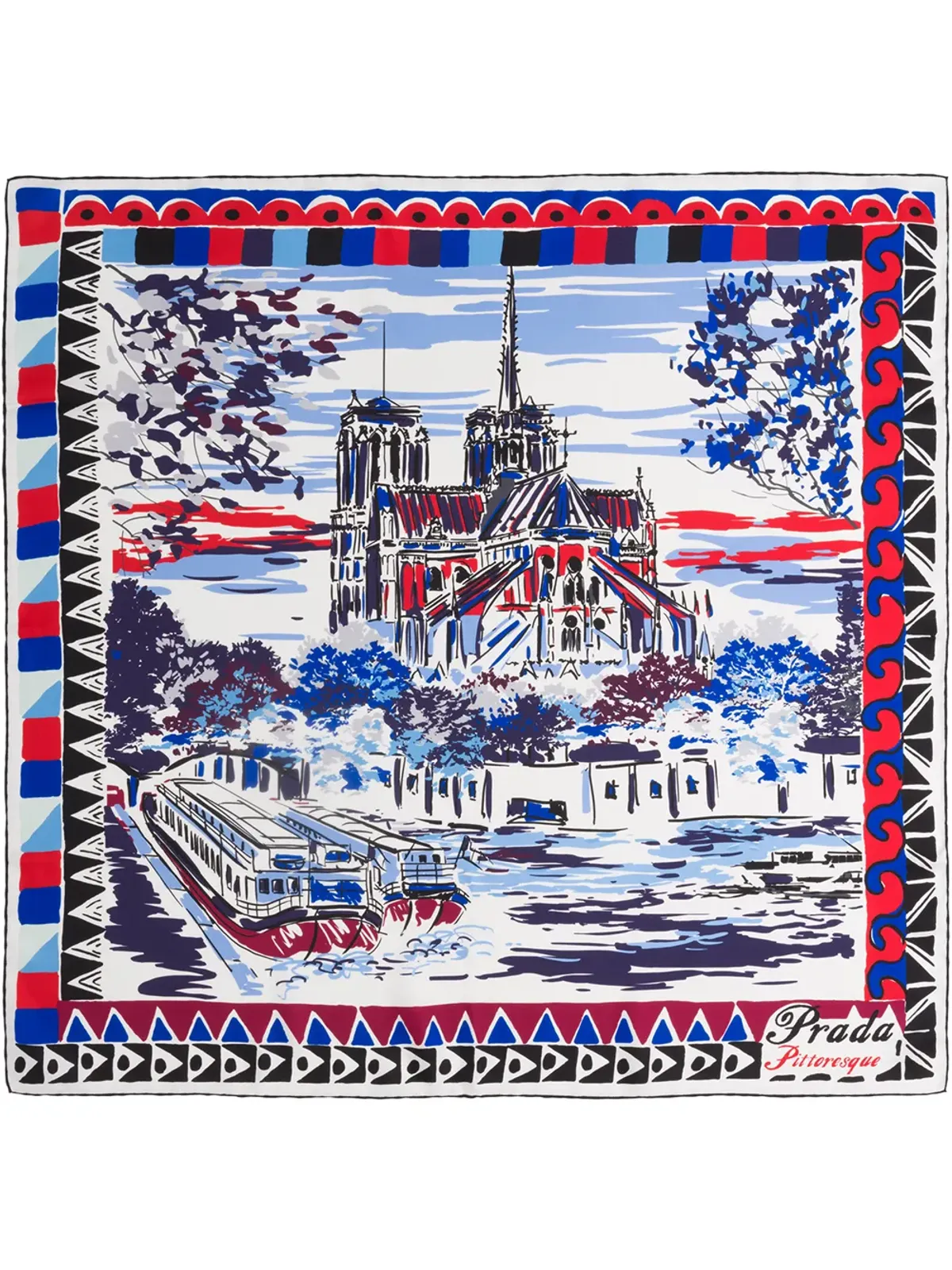 Prada Pittoresque Paris プリントスカーフ - 画像3