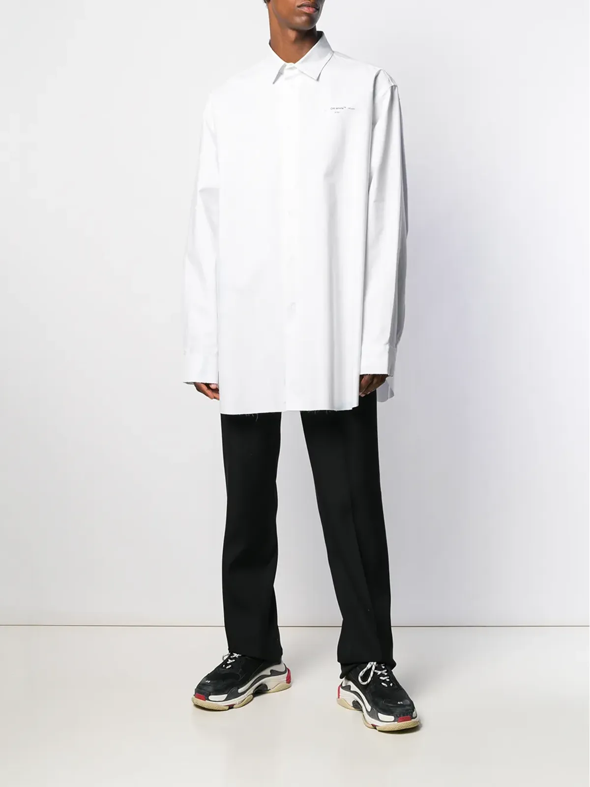 Off-White 花柄刺繍ストライプ オーバーサイズシャツ - 画像2