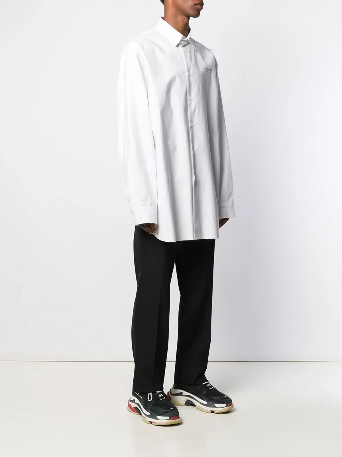 Off-White 花柄刺繍ストライプ オーバーサイズシャツ - 画像3