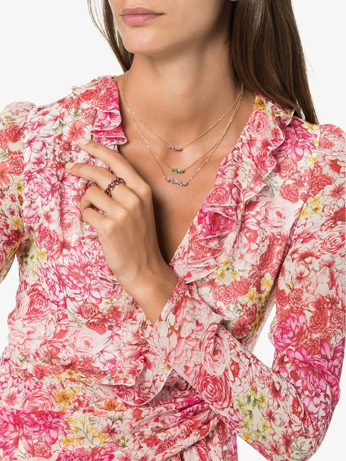 Suzanne Kalan 18K ローズゴールド サファイア バーネックレス - 画像2