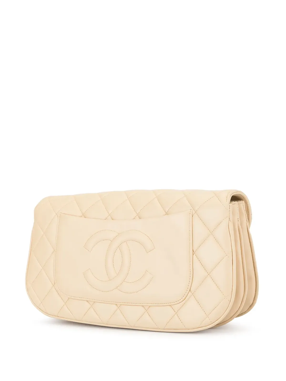 CHANEL Vintage CCキルテッドクラッチバッグ - ニュートラル - 画像3