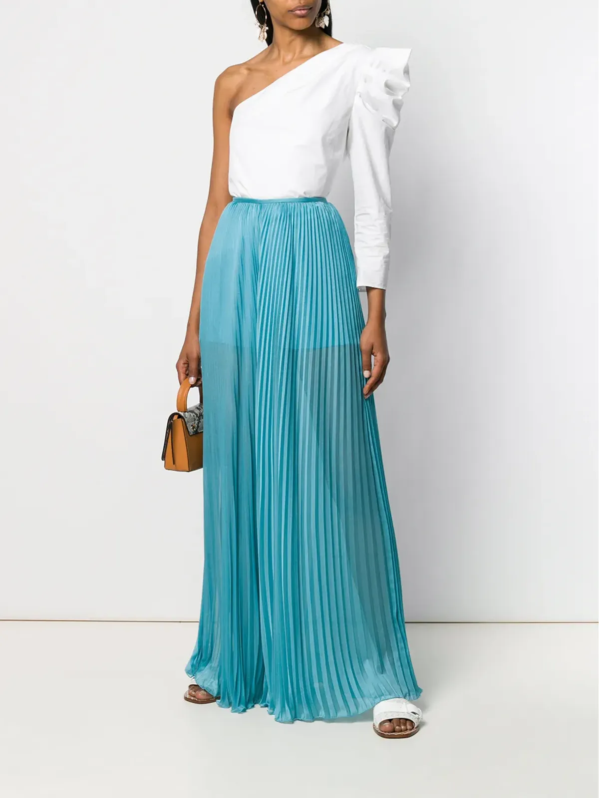 Alberta Ferretti プリーツ加工のワイドレッグパンツ - ブルー - 画像2