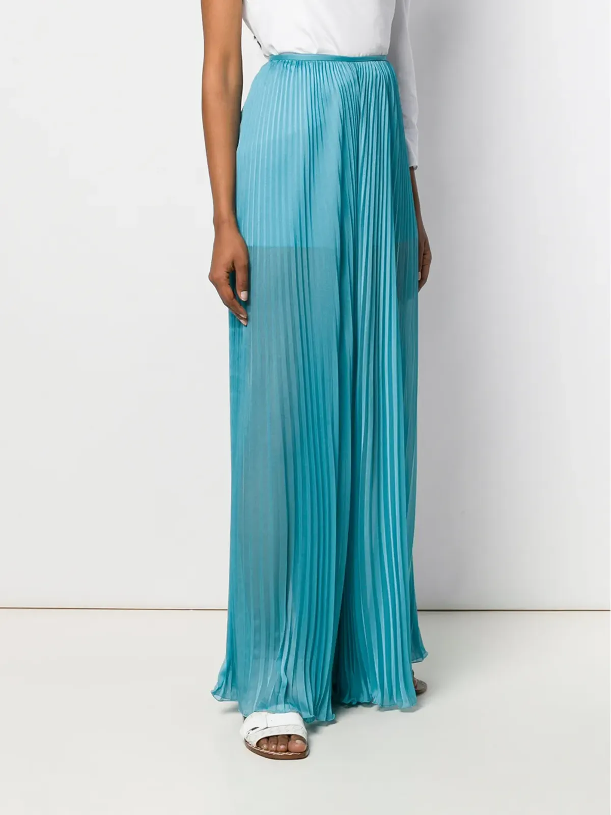 Alberta Ferretti プリーツ加工のワイドレッグパンツ - ブルー - 画像3
