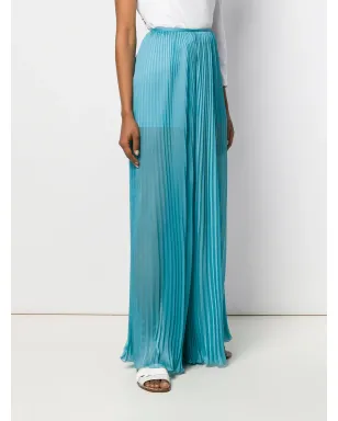 Alberta Ferretti プリーツ加工のワイドレッグパンツ - ブルー - サムネイル3
