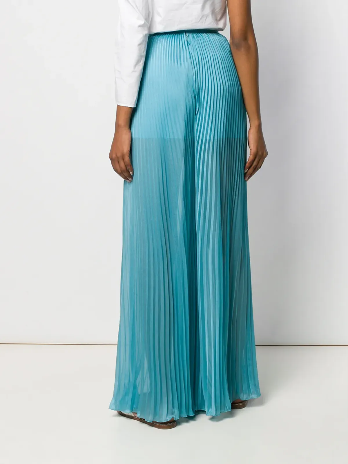 Alberta Ferretti プリーツ加工のワイドレッグパンツ - ブルー - 画像4
