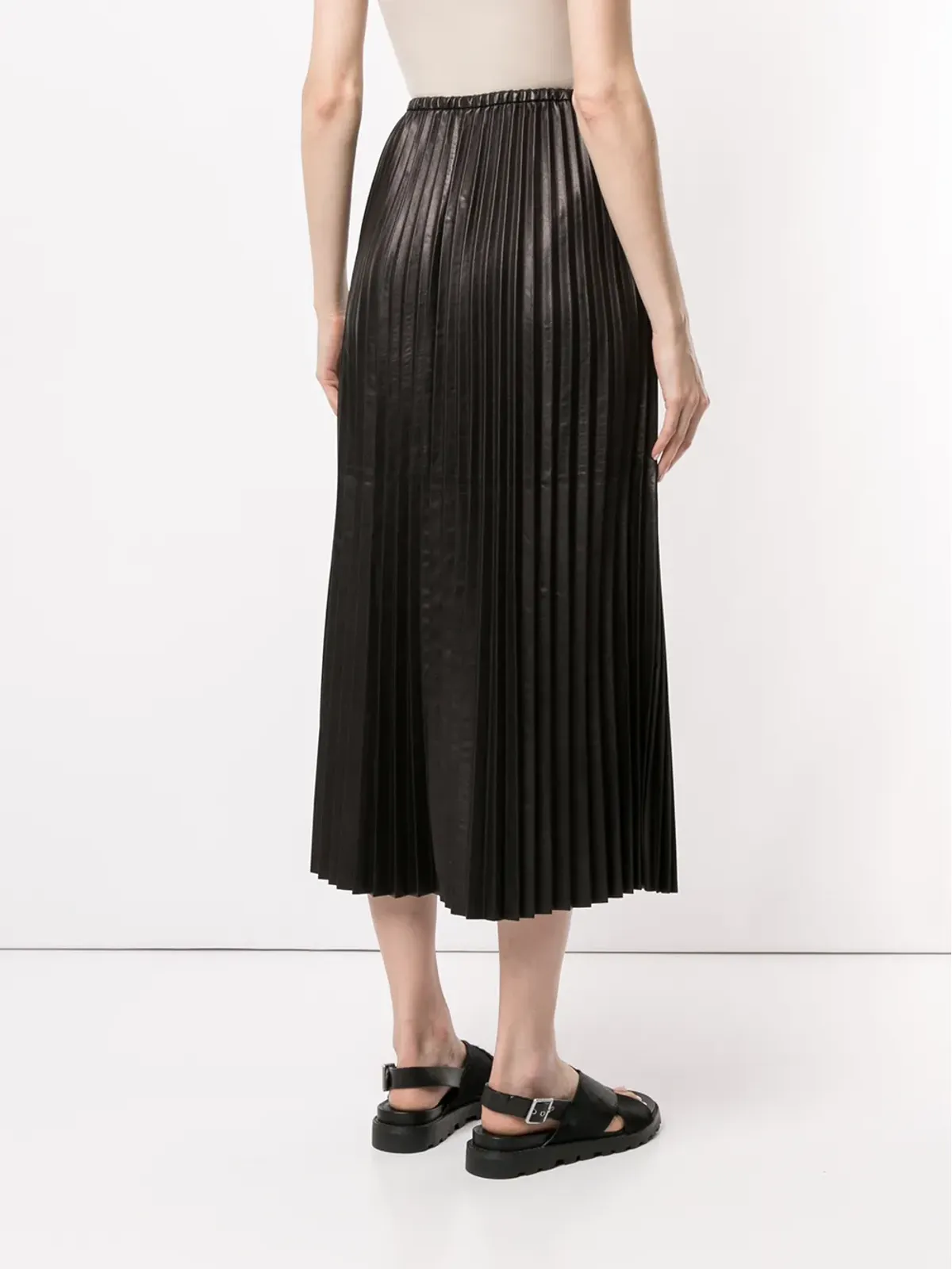 Valentino Garavani プリーツレザースカート - 画像4