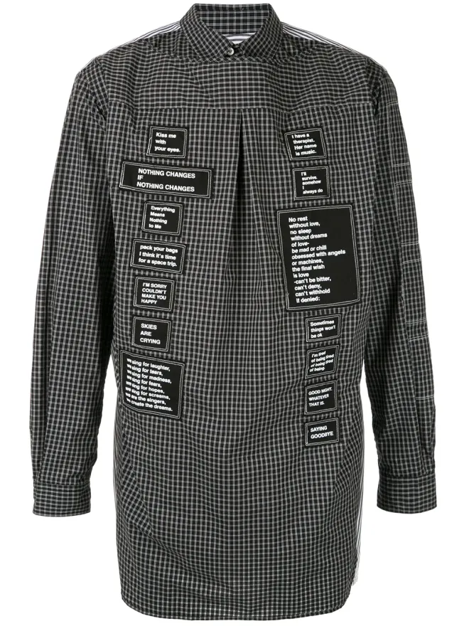 Takahiromiyashita The Soloist Takahiromiyashita The Soloist デコンストラクド・パッチ・ロゴ・シャツ ブラックの商品画像