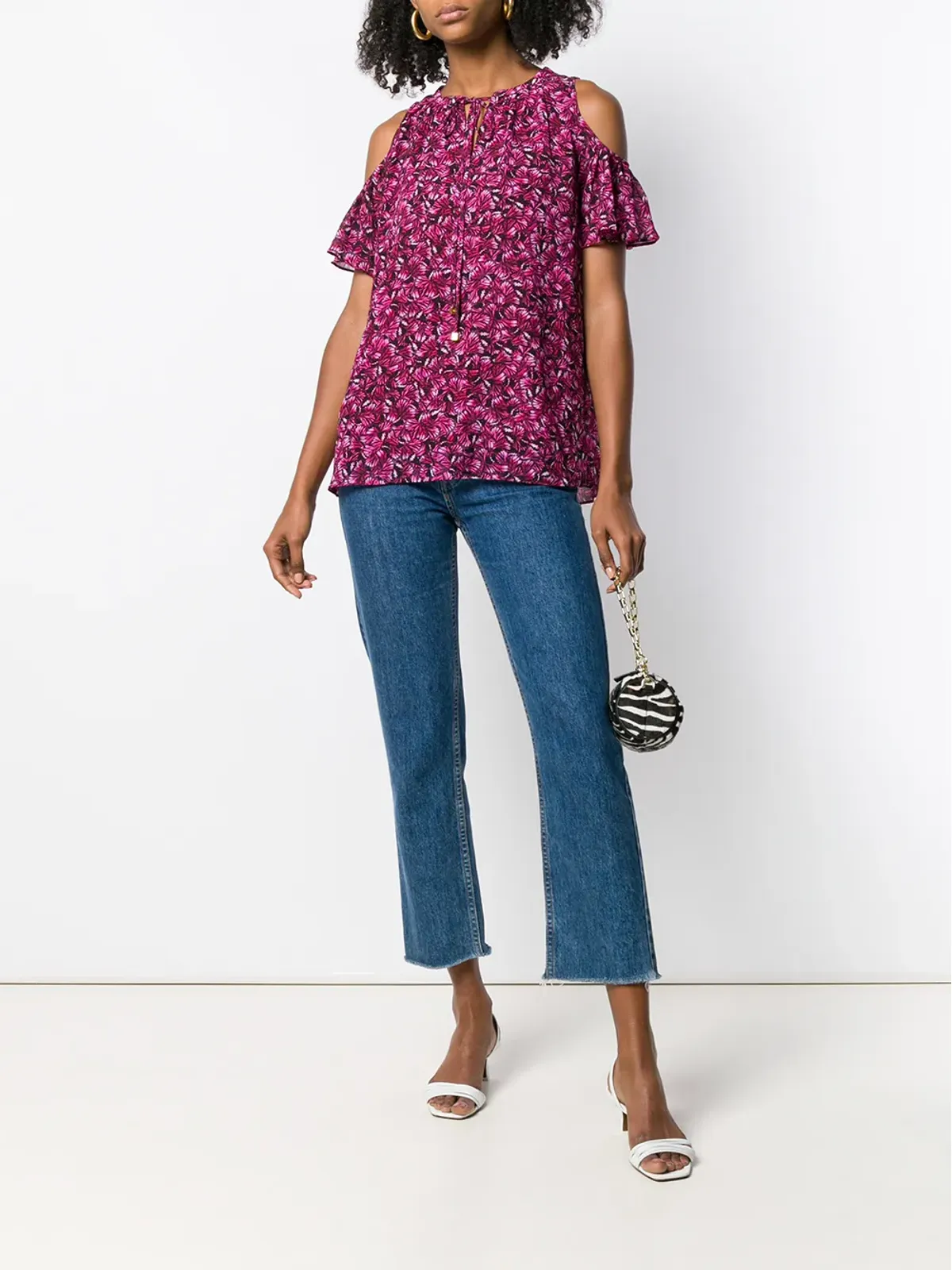 Michael Michael Kors コールドショルダー プリントトップ - ピンク - 画像2