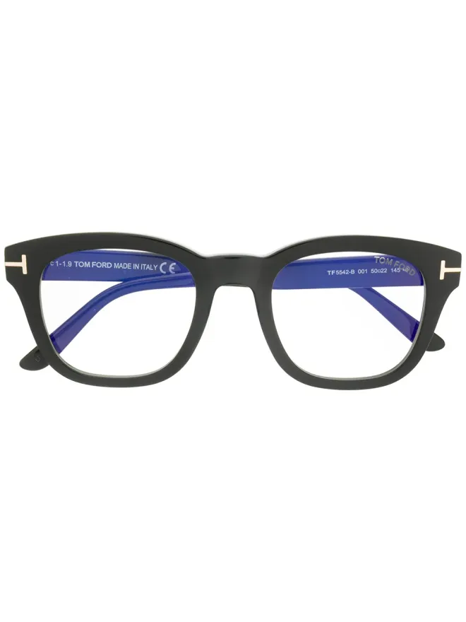 TOM FORD Eyewear TOM FORD Eyewear ブロックソフトスクエア眼鏡 - ブラックの商品画像